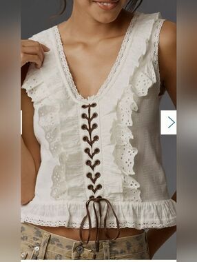 Pilcro Eyelet Ruffle Tank Size Small